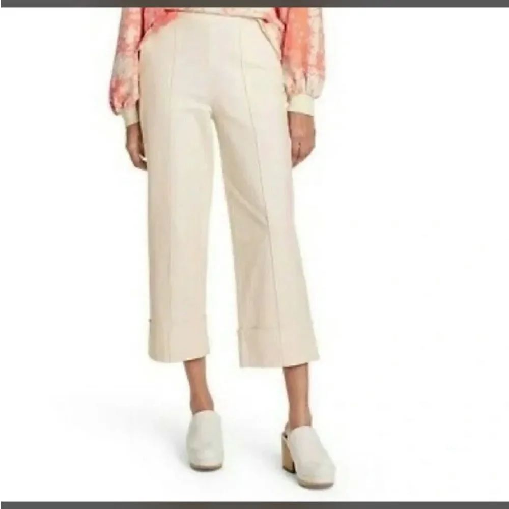 Rachel Comey x Target Wide Leg Cuffed Cropped Pant Ivory. Size 6. EUC!